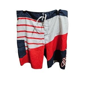 Budweiser Swim Trunks‎ Mens Size 36 Red White Blue Stripes Official Product